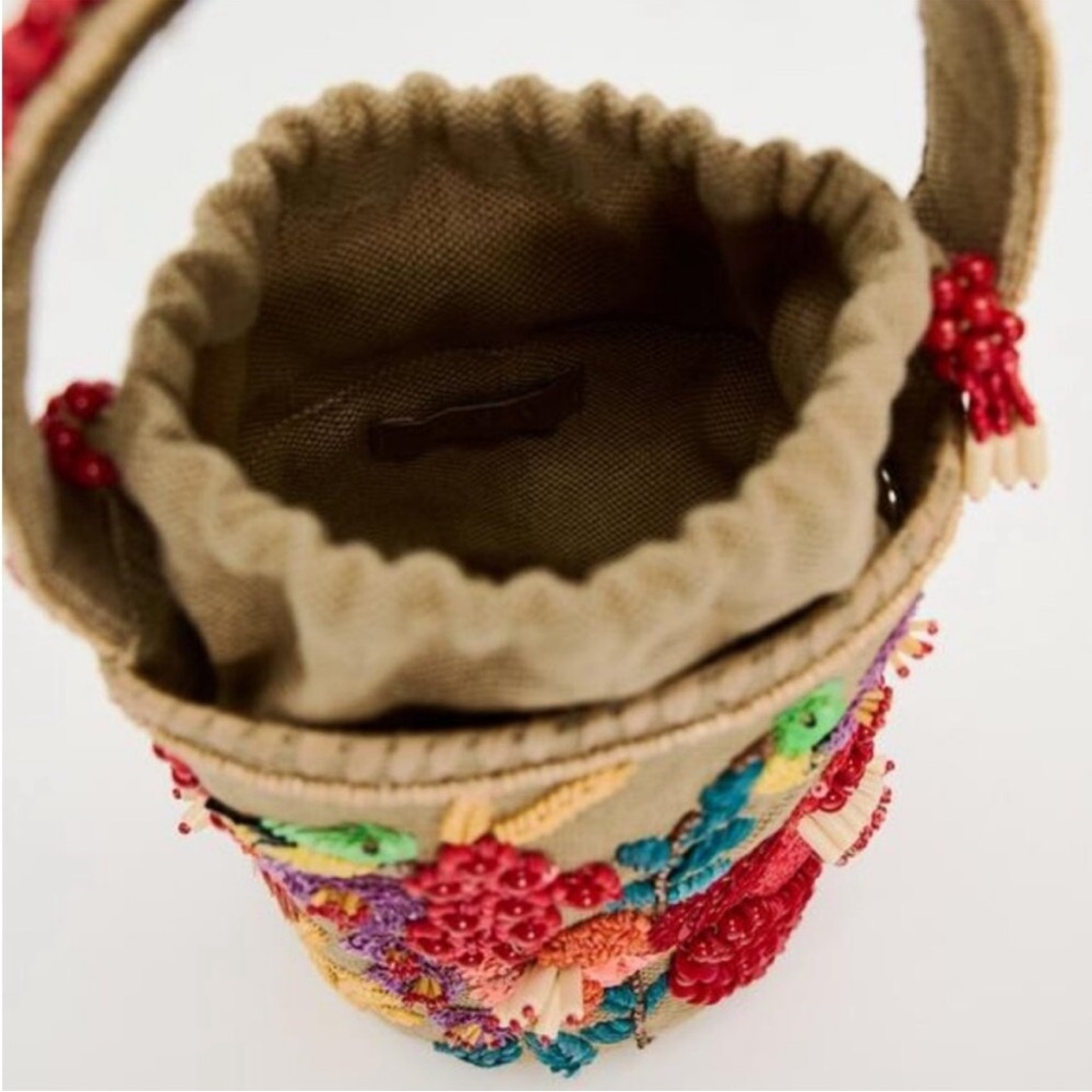 NWT ZARA BEADED BASKET BAG - Picture 2 of 11